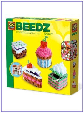 SES  Iron on Beads Beedz 3D Cake Boxes 1800 Pcs w/Accessories Age 5+New In Box